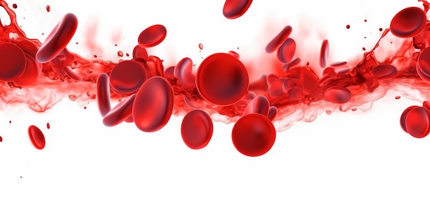 Photo blood cells wave on white background leukocytes erythrocytes bloodstream high quality photo