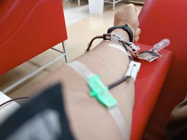 Blood donation blood transfusion check specified fasting health care Left arm of caucasian young man