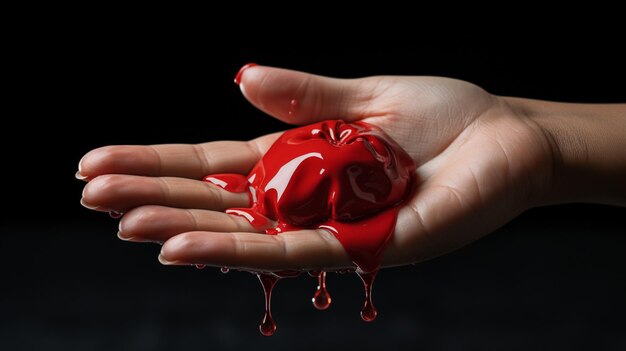 Blood donation symbol with hand and blood bag