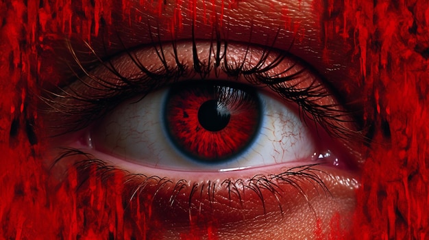 Blood dripping down the side of a womans eye generative ai