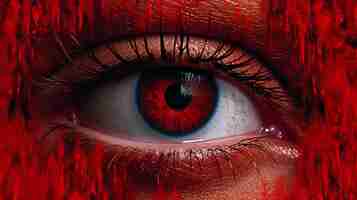 Фото Кровь стекает по стороне женского глаза, генерирующий искусственный интеллект