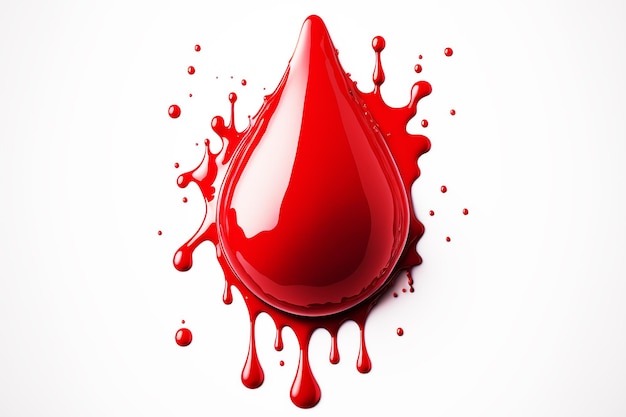 Blood drops isolated on white background Ai generated