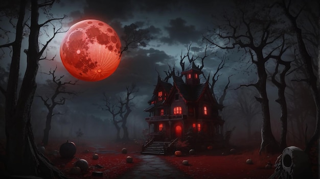 Blood Moon Bewitchment Haunted Forest Wallpaper