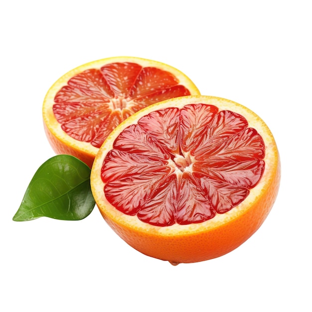 Blood orange or grapefruit isolated on white transparent background Ripe citrus fruit
