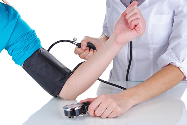 Blood pressure measuring isolated on white