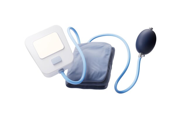 Blood pressure monitor with medical concept 3d rendering