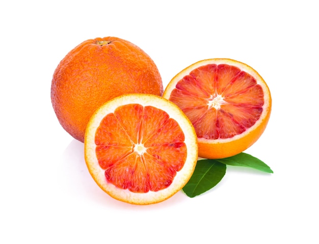 Blood red oranges isolated