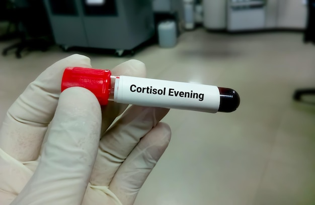 Photo blood sample for cortisol evening hormone test