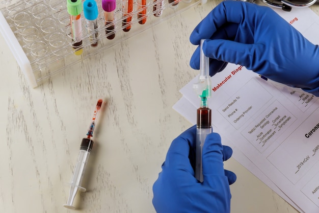 Blood sample in syringes