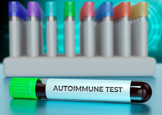 Blood sample in tube for autoimmune disease test