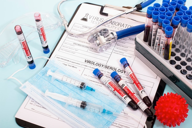 Photo blood samples with infected virus