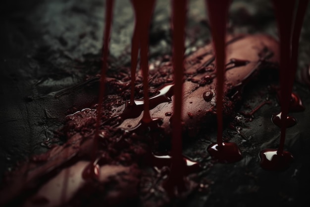 кровавая сцена с красными кровавыми флюидами