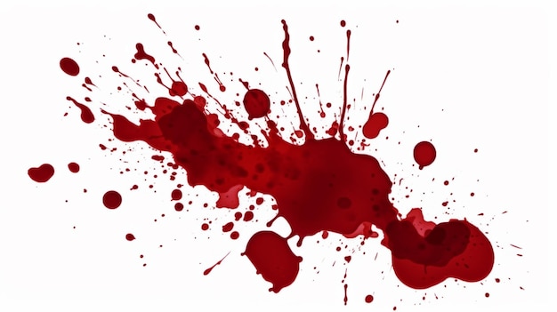 写真 血のスプラッシュ 白い背景上の赤い液体の汚れとスプラッシュ 赤いインクのスプラッシュとドリップ