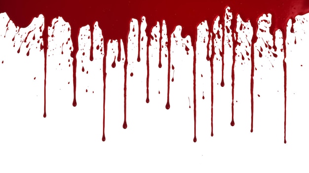 Photo blood splash smudges and splashes of red liquid on a white background red ink splatters and drips