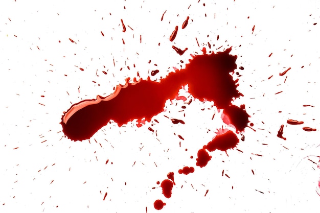 Blood splatter on white background