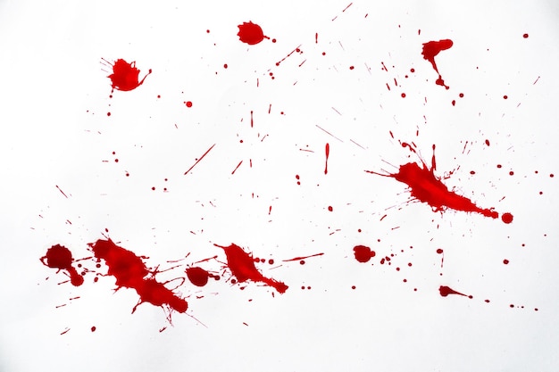 Blood splatters Red blots of watercolor Realistic bloody splatters for Halloween Drop of blood concept