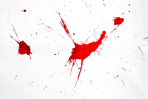 Blood splatters Red blots of watercolor Realistic bloody splatters for Halloween Drop of blood concept