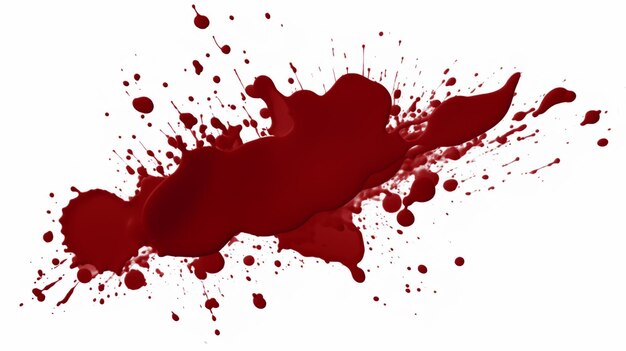 Photo blood splatters red liquid splash on white background