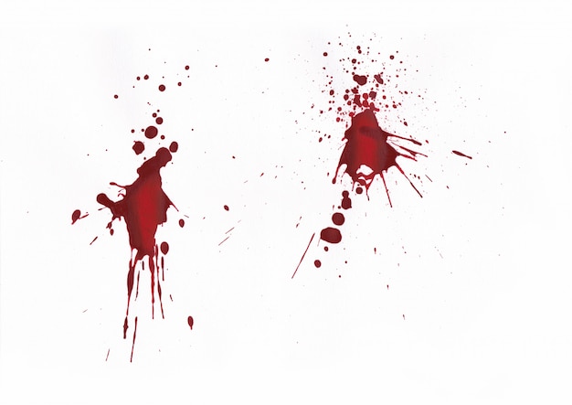 Blood splatters on white background