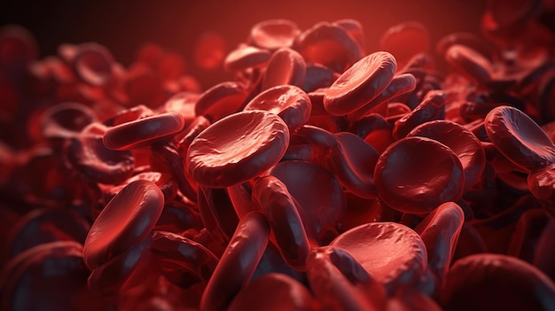 Гемоглобин кровеносных сосудов крупным планом Медицинская венозная структура темный фон AI создан