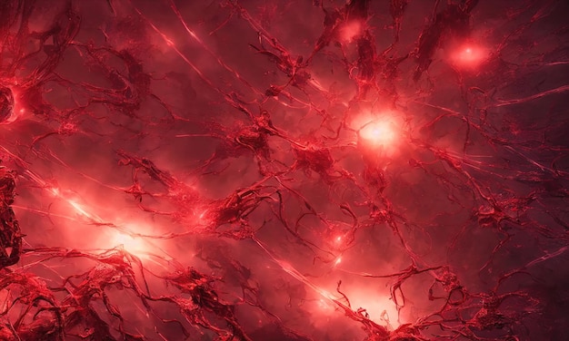 혈관 신경 연결 인체 내부의 혈액 움직임 염증 3d 그림의 초점