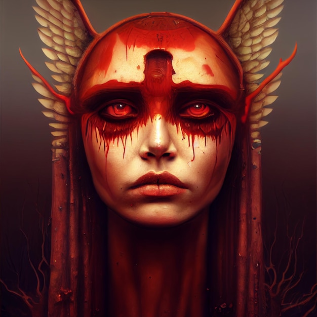 Photo bloodied woman portrait horror illustration