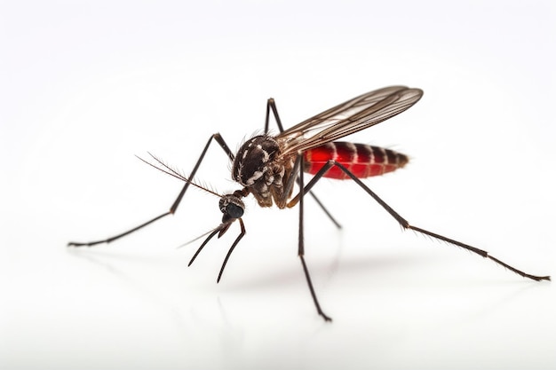 Foto zanzara succhiasangue isolata su sfondo bianco