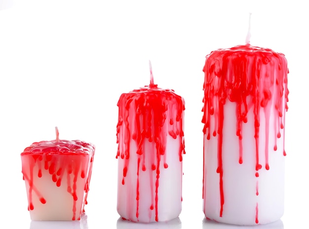 Bloody candles for Halloween holiday isolated on white