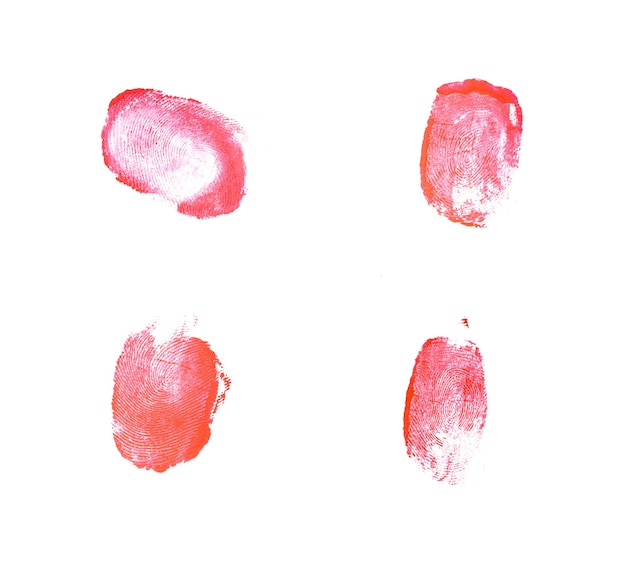 白い背景で隔離の血の指紋