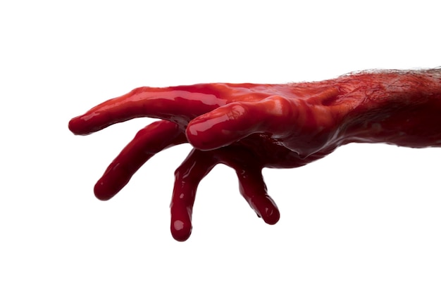 Bloody hand against a light background halloween horror concept