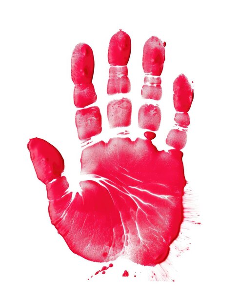 Photo a bloody handprint on a white surface