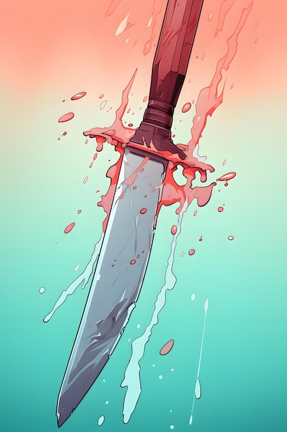 A bloody knife submerged in water