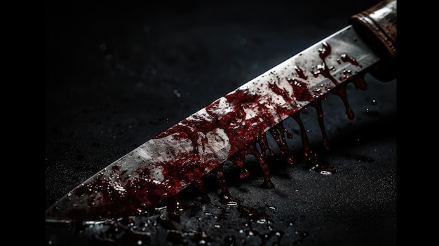 a bloody knife with blood on it