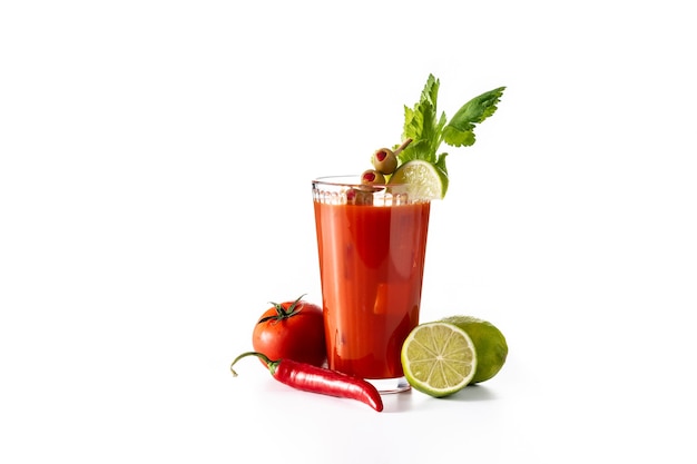 Bloody Mary cocktail in glass isolated