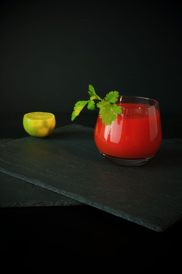 Bloody Mary cocktail and lime