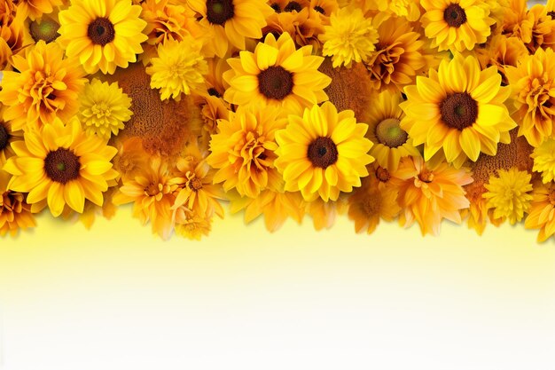 Photo bloomed sunflower border background