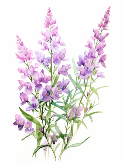 Photo blooming angelonia in watercolor ai generated