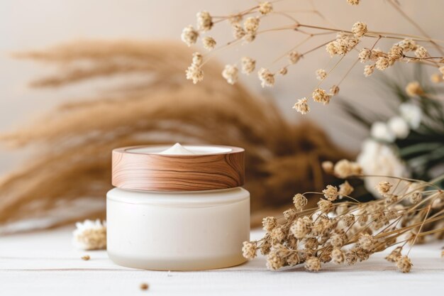 Blooming Beauty EcoFriendly Bamboo Jar Encases Natural Organic Moisturizer Adorned with Dried Flo