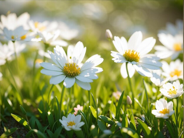 Blooming Beauty Flowers on the Lawn