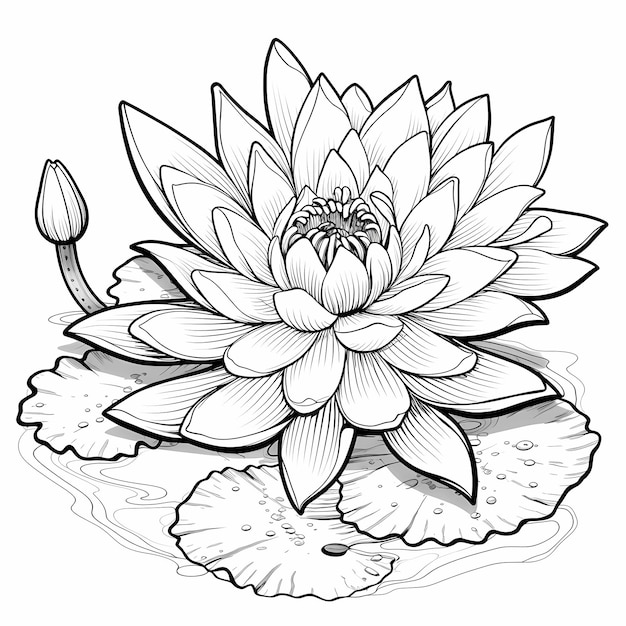 Blooming Beauty Kids Coloring Page featuring a Lovely Lotus