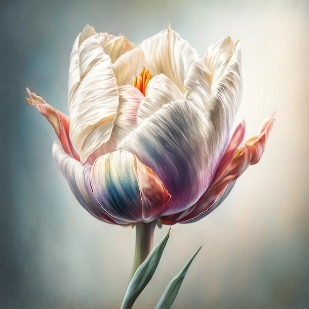 Blooming Beauty Watercolor Painting of Tulip Flower
