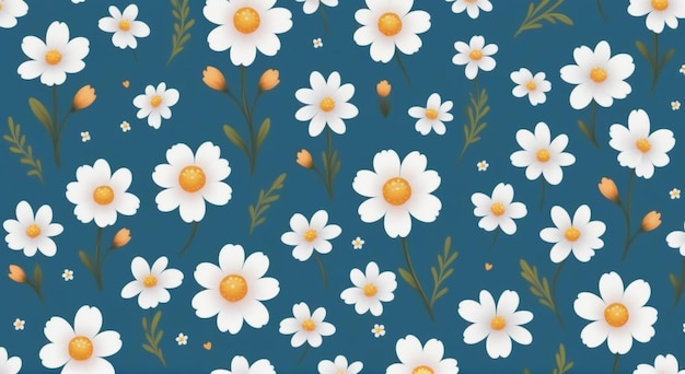 Blooming Bliss Cute Small Flowers on Blue Background Stock Illustration