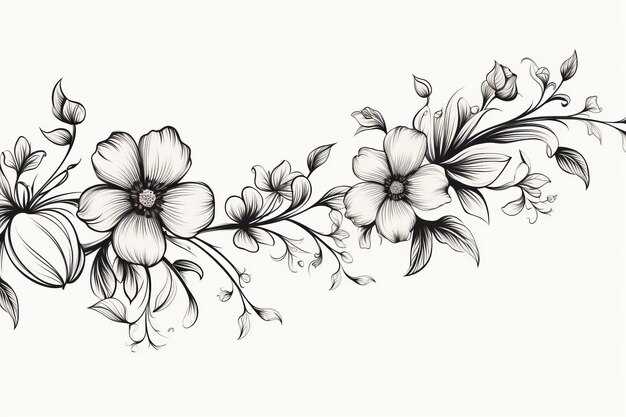 Foto blooming borders esquisito 32 flower line art design