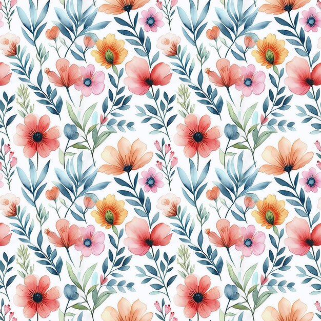 Blooming Brushstrokes A Seamless Watercolor Floral Delight