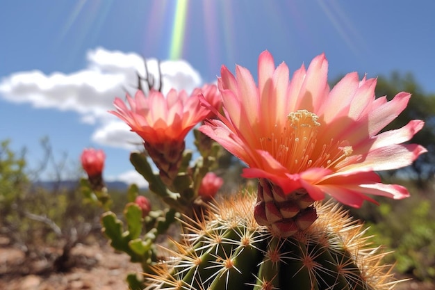 A Blooming Cactus Under a Hot Sun