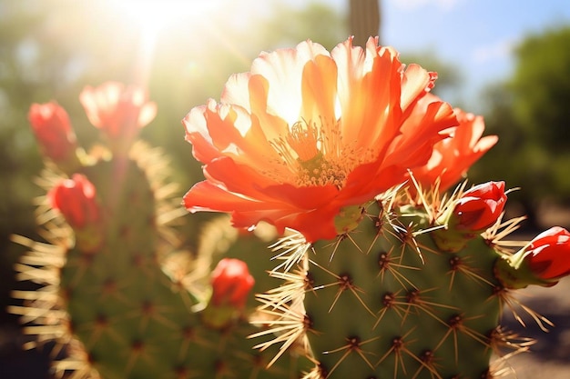 A Blooming Cactus Under a Hot Sun