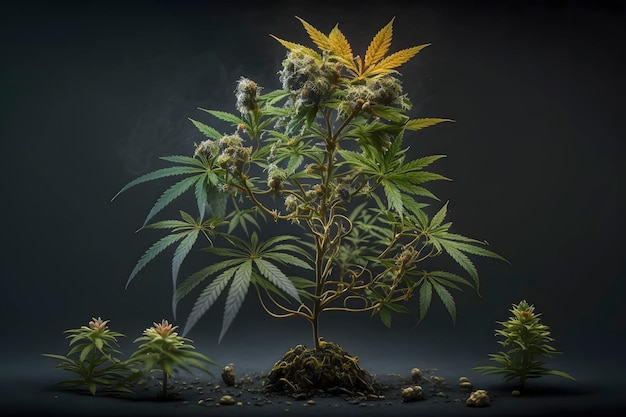 Blooming Cannabis Plant in Standard Scale