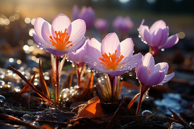 Blooming Crocus Flower CloseUp