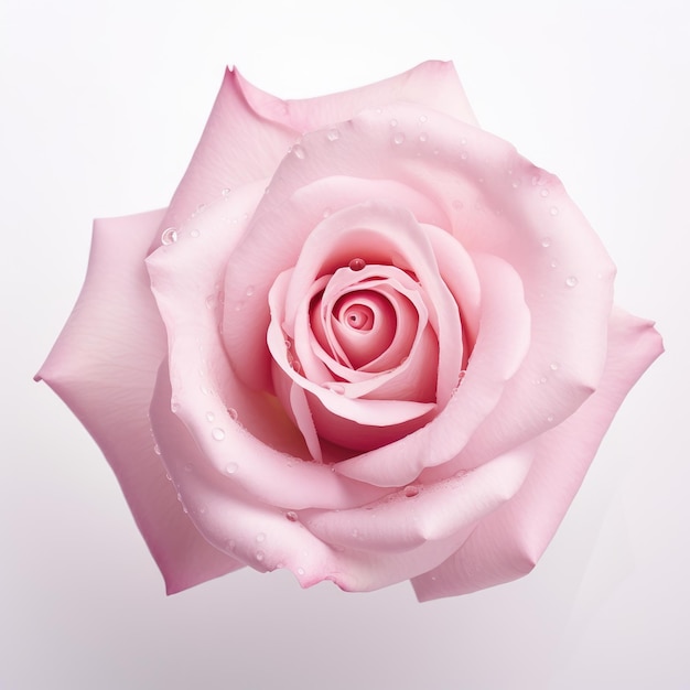 Blooming Elegance A Delicate Pink Rose on a White Background