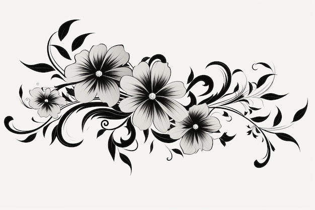 Photo blooming elegance exquisite black and white floral border clipart